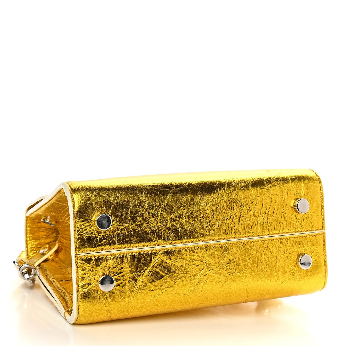 Metallic Calfskin Mini Diorever Flap Gold