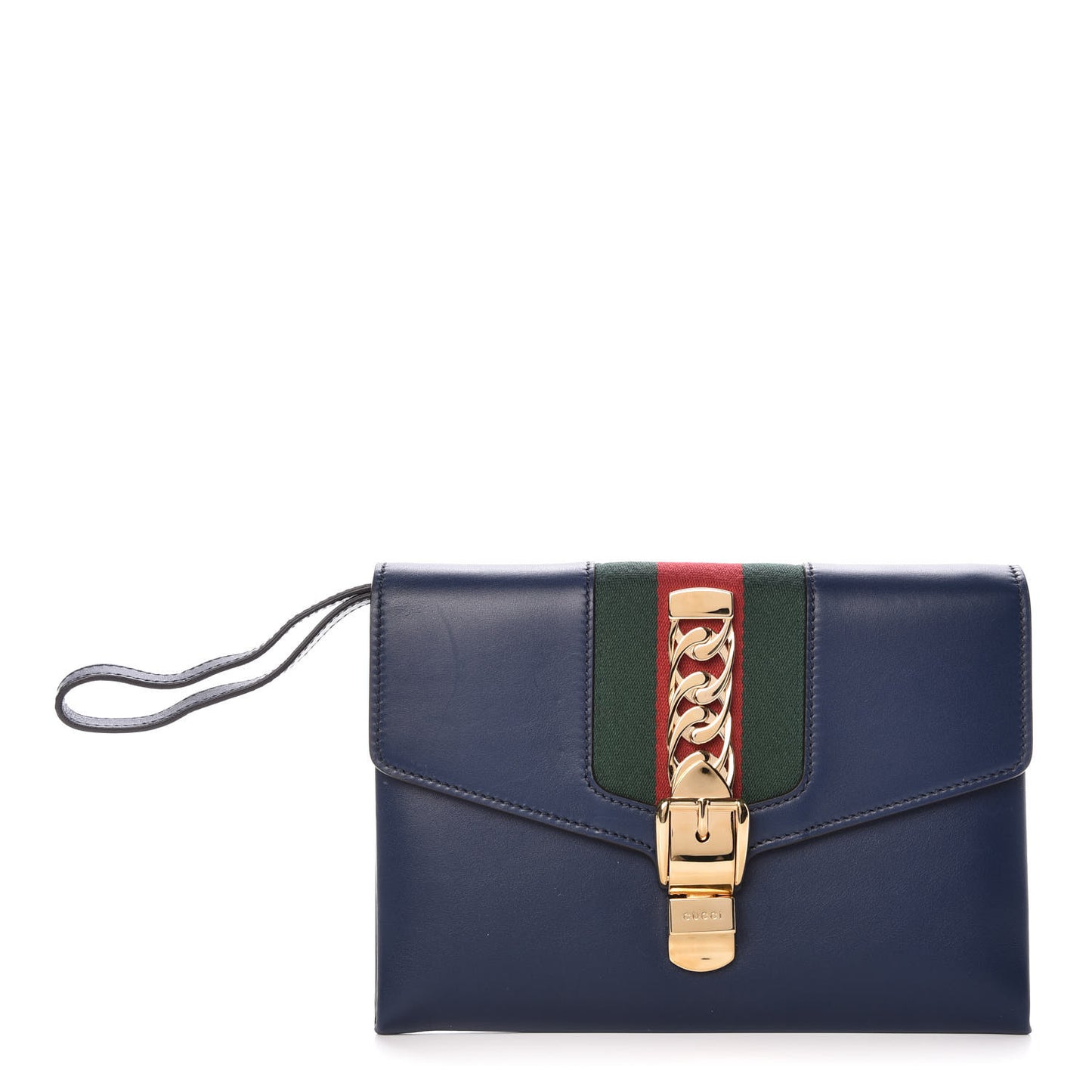 Calfskin Small Sylvie Wristlet Clutch Blue Agata
