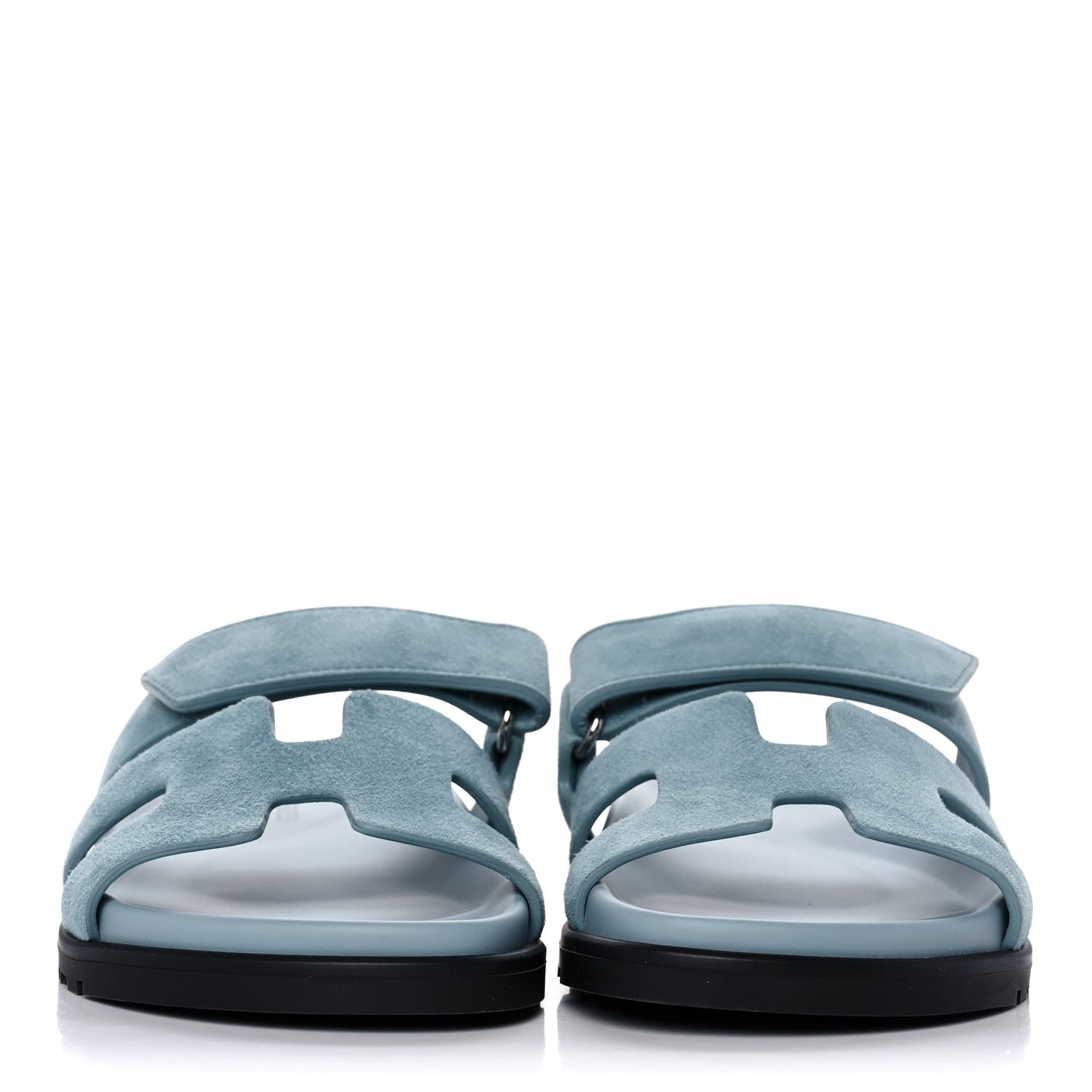 Hermes Suede Goatskin Womens Chypre Sandals 36.5 Vert d'eau 2 of 8