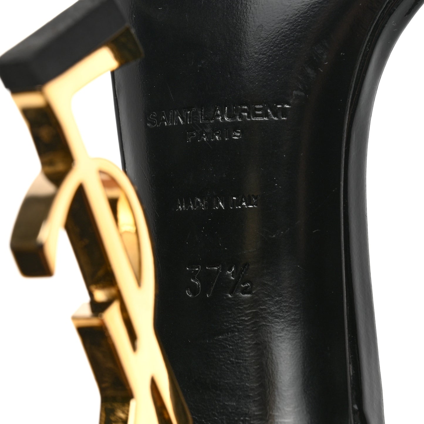 Patent Calfskin Opyum 110 Sandals 37.5 Black Gold