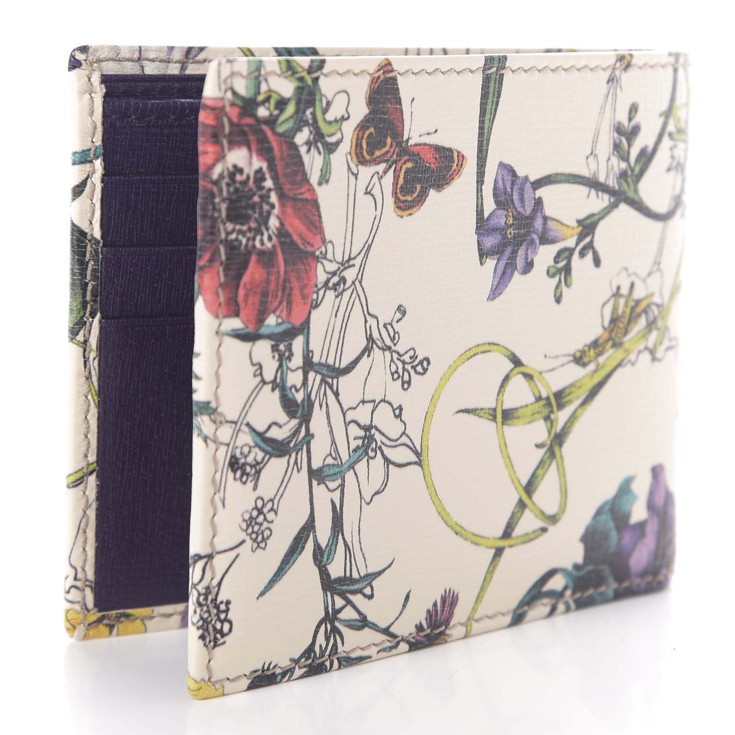 Gucci Calfskin Flora Infinity Bi-Fold Wallet White Multicolor 3 of 6