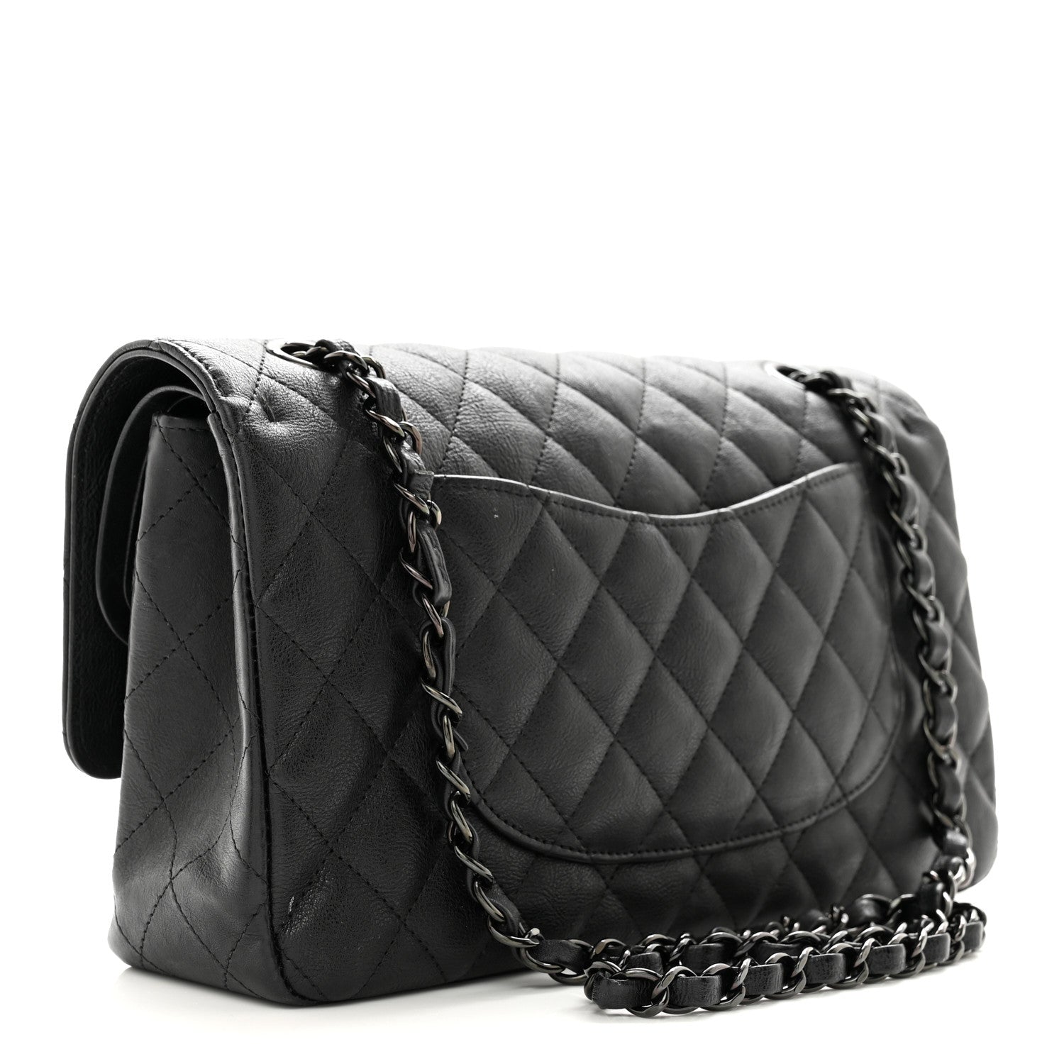 Chanel Crumpled Calfskin Quilted Medium Double Flap So Black 3 of 16