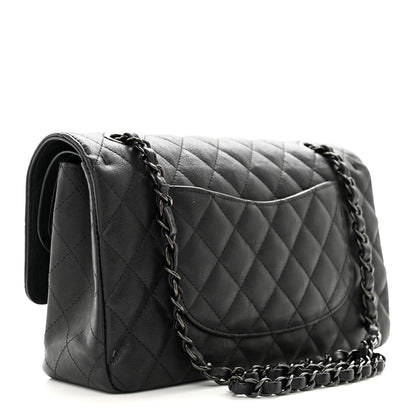 Chanel Crumpled Calfskin Quilted Medium Double Flap So Black 3 of 16