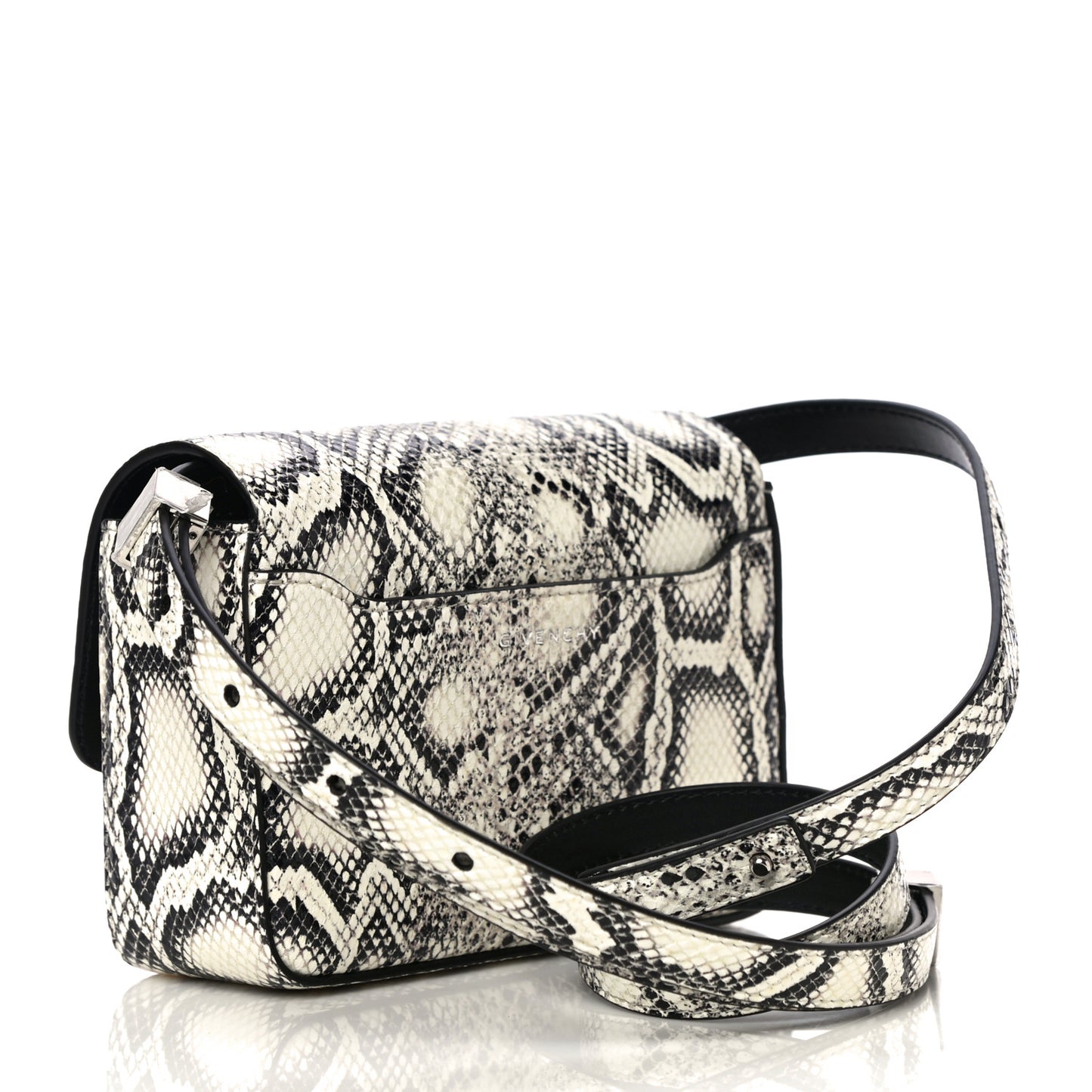 Calfskin Snake Embossed Small 4G Crossbody Black White