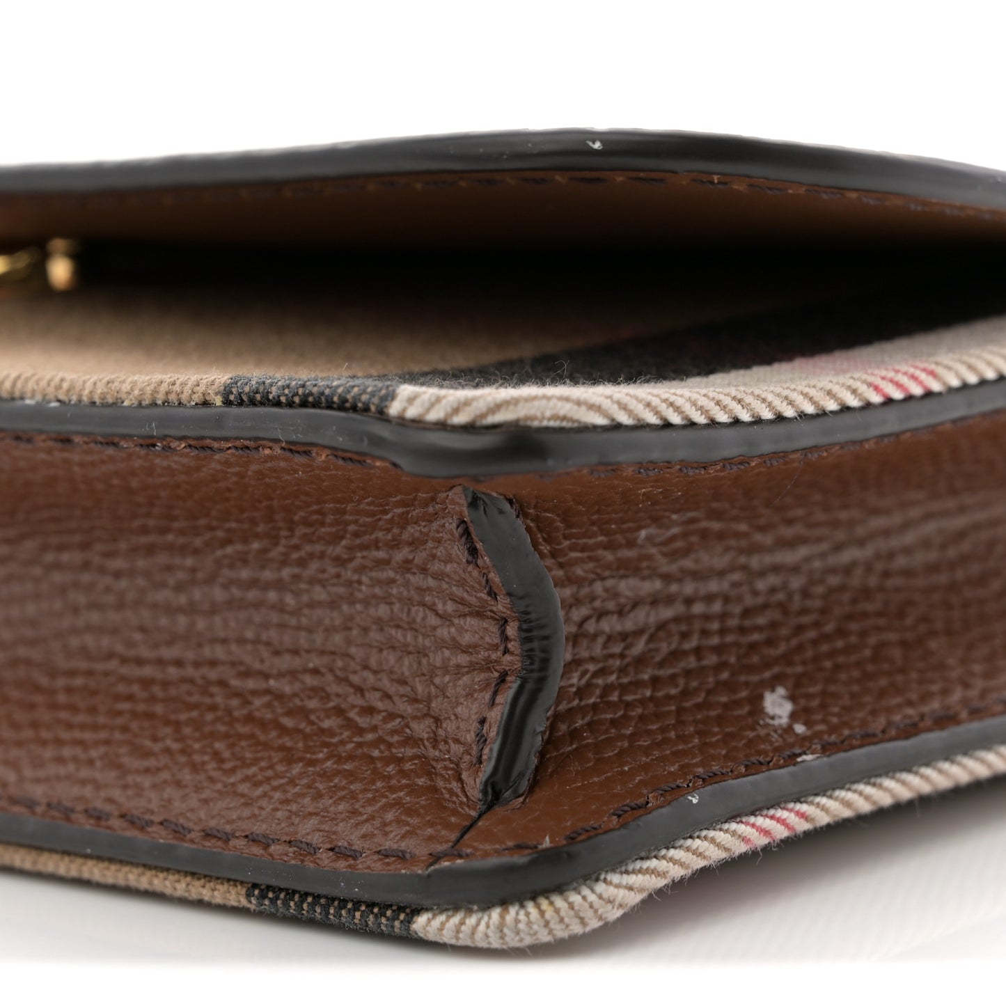 Grained Calfskin House Check Tartan Mix Hampshire Wallet On Chain Tan