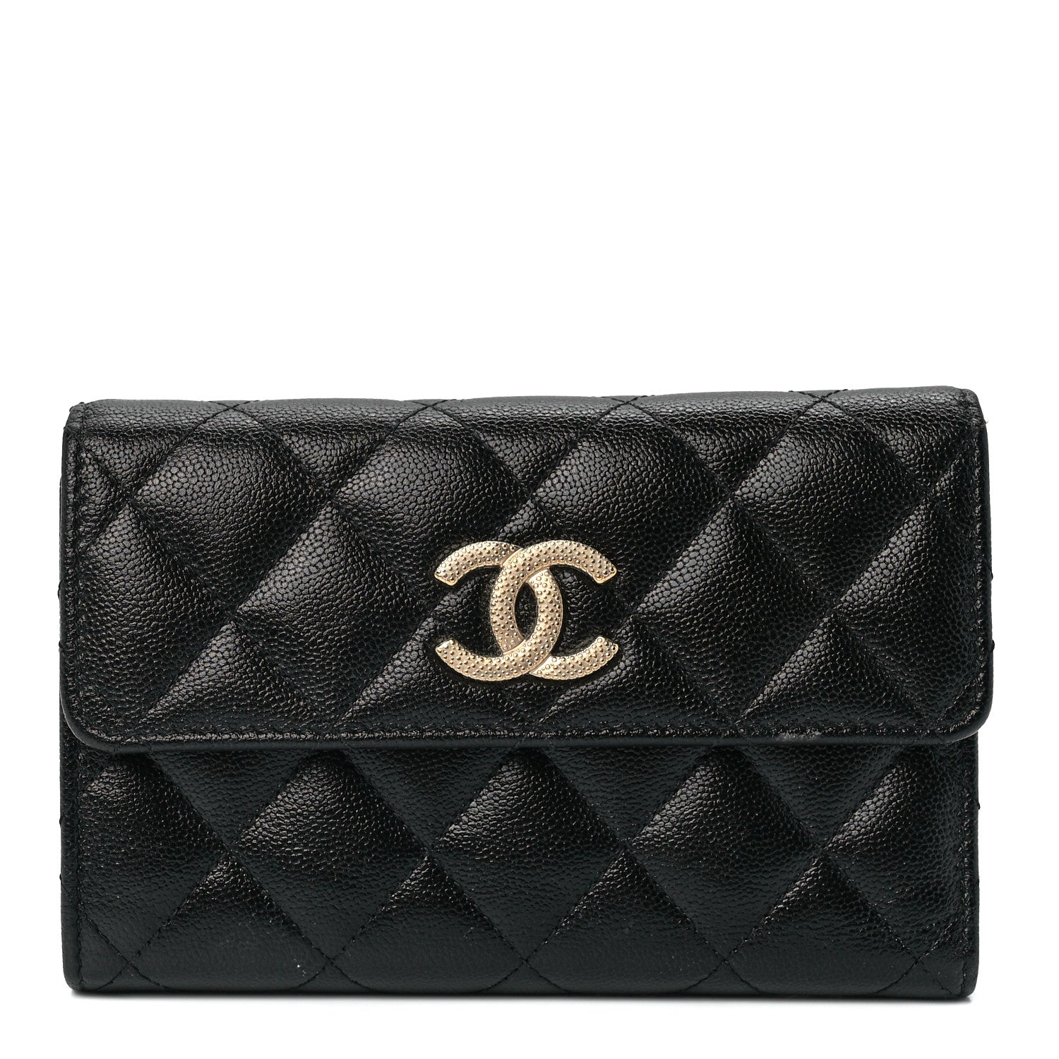Chanel Caviar Quilted Studded CC Medium Flap Wallet Black 1 of 11