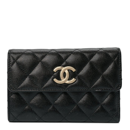 Chanel Caviar Quilted Studded CC Medium Flap Wallet Black 1 of 11