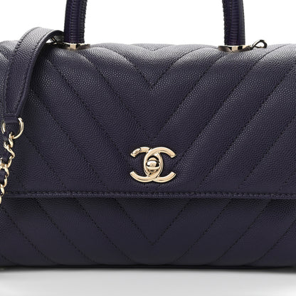 Chanel Caviar Lizard Embossed Chevron Quilted Mini Coco Handle Flap Purple 10 of 11