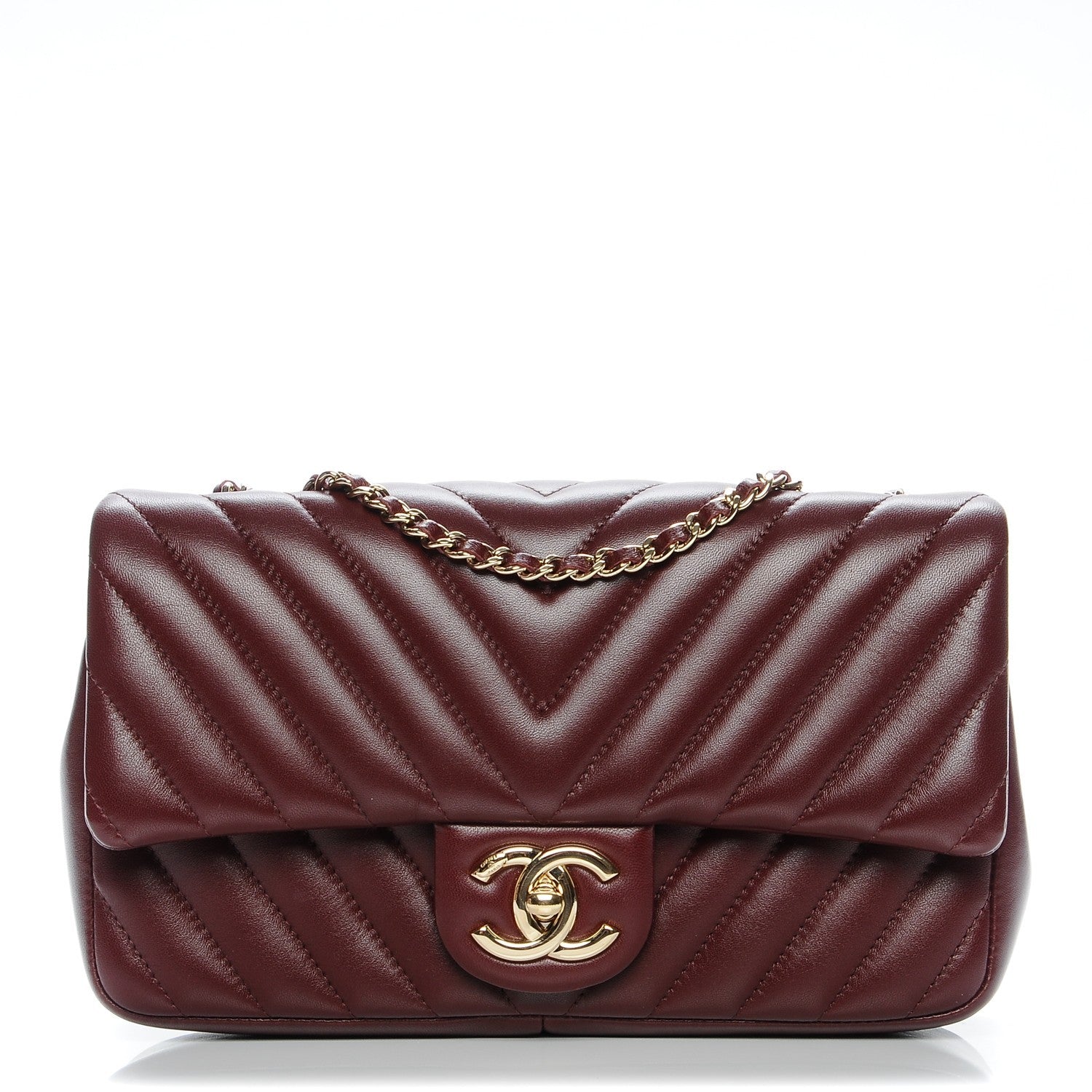 Chanel Lambskin Medium Surpique Chevron Single Flap in Burgundy 1 of 8