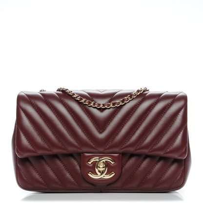 Chanel Lambskin Medium Surpique Chevron Single Flap in Burgundy 1 of 8