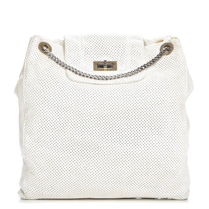 Chanel Perforated Calfskin Drill Shoulder Bag White 1 of 11