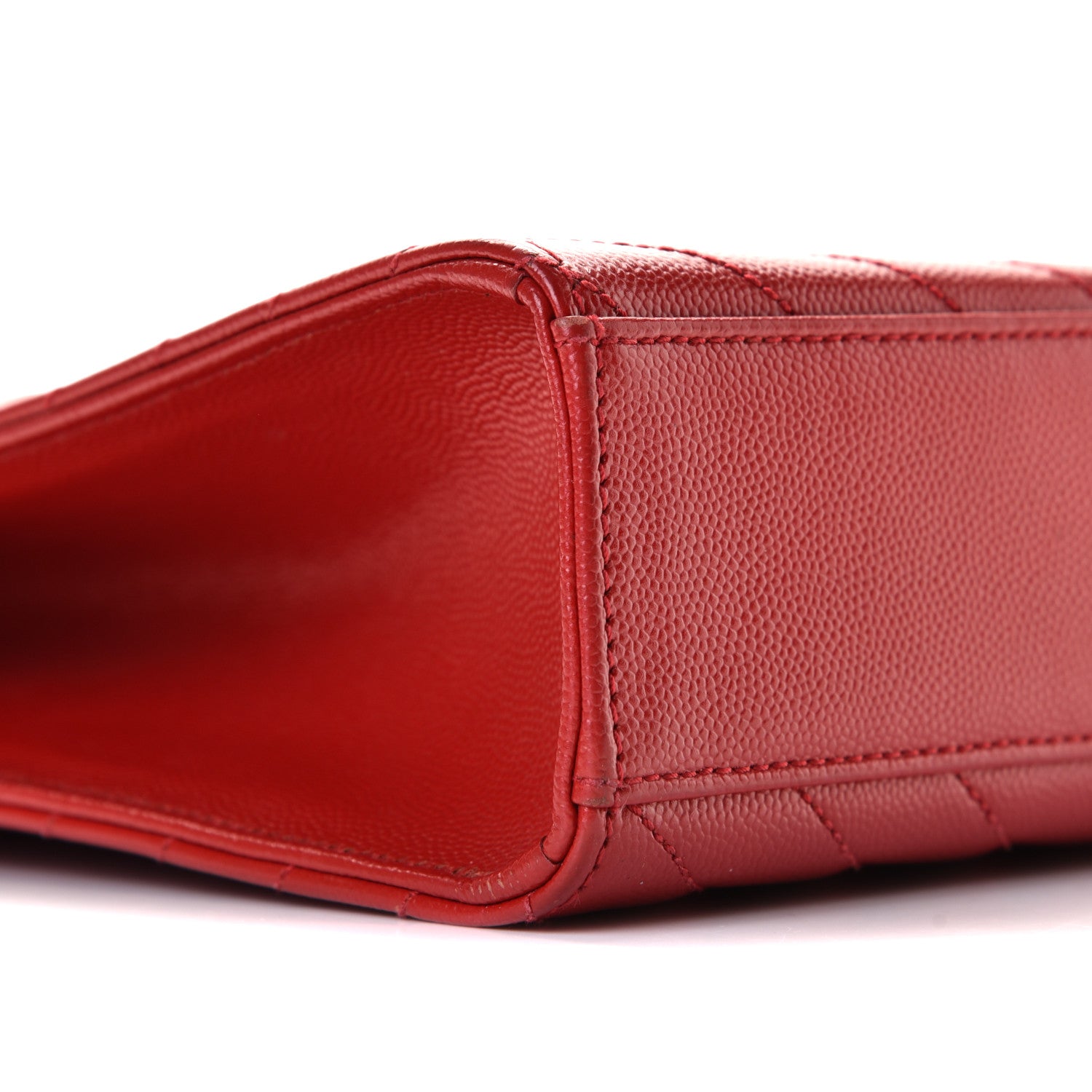 Saint Laurent Grain De Poudre Matelasse Chevron Large Monogram Satchel Lipstick Red 8 of 10