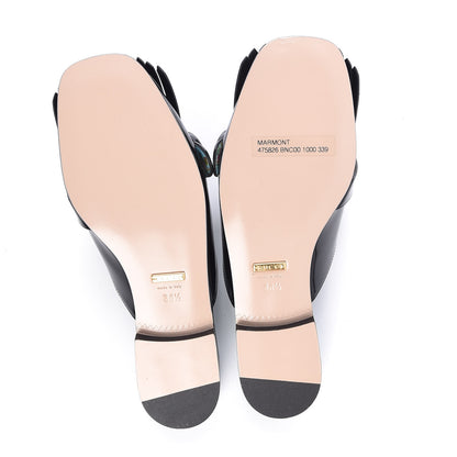 Gucci Vernice Crystal GG Marmont Fringe Slippers 36.5 Black 7 of 12