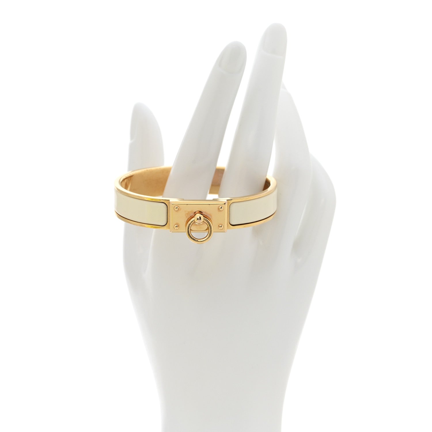 Hermes Enamel Clic Anneau Bracelet PM Craie 2 of 5
