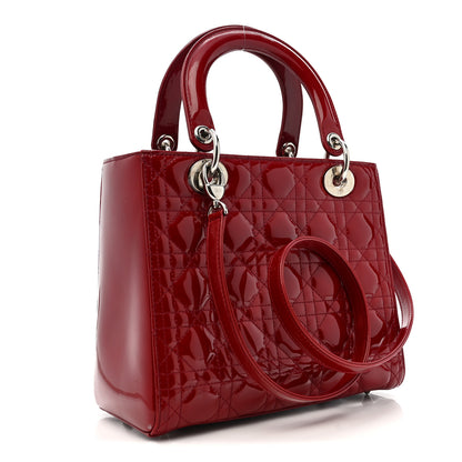 Christian Dior Patent Cannage Medium Lady Dior Red 3 of 10