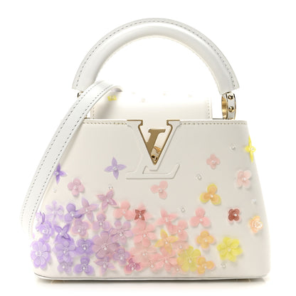 Louis Vuitton Calfskin Sequins Bubbly Floral Mini Capucines Optic White 1 of 9