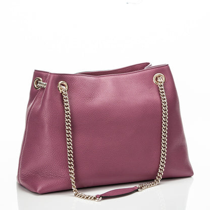 Gucci Pebbled Calfskin Medium Soho Chain Shoulder Bag Peonia Flower 3 of 7