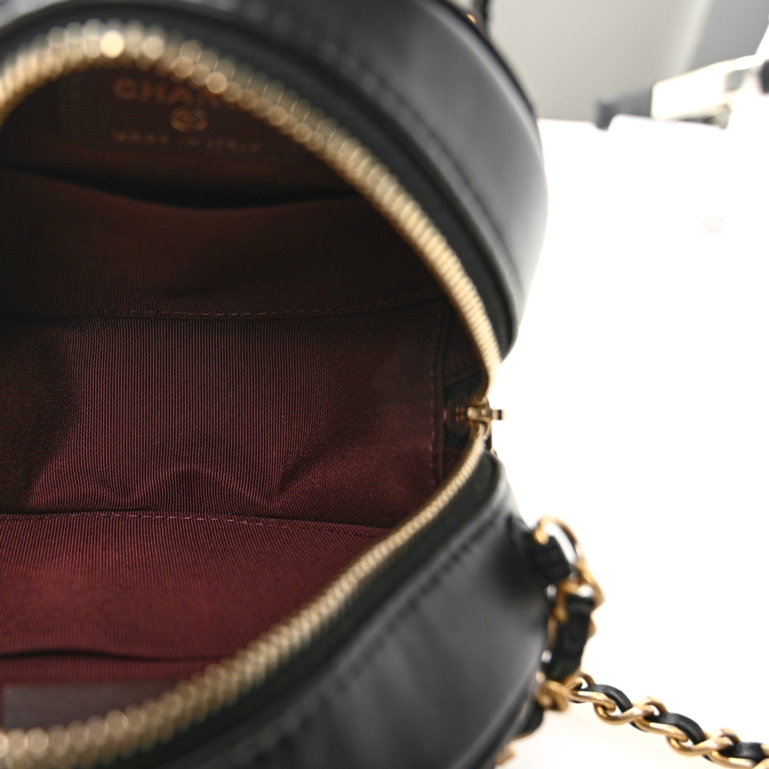 Chanel Lambskin Quilted Round Clutch With Chain Black 5 of 10