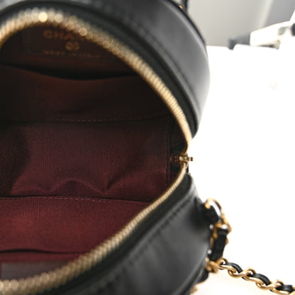 Chanel Lambskin Quilted Round Clutch With Chain Black 5 of 10