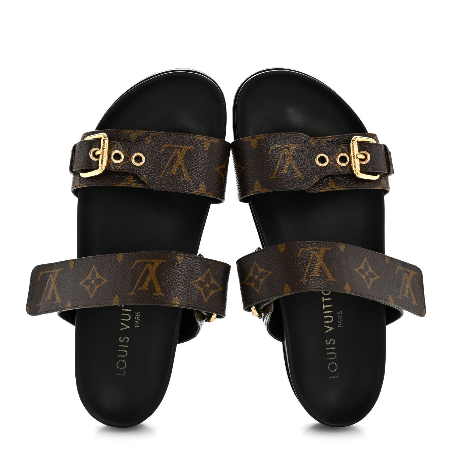 Louis Vuitton Monogram Bom Dia Mule Sandals 38 Black 2 of 12