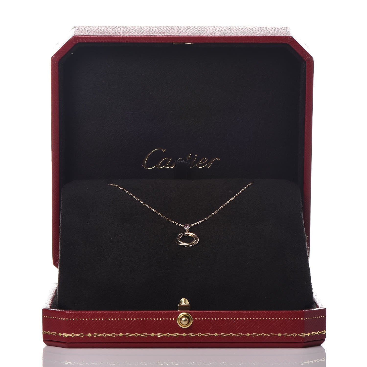 Cartier 18K Pink Yellow White Gold Pink Spinel Trinity Pendant Necklace 7 of 7