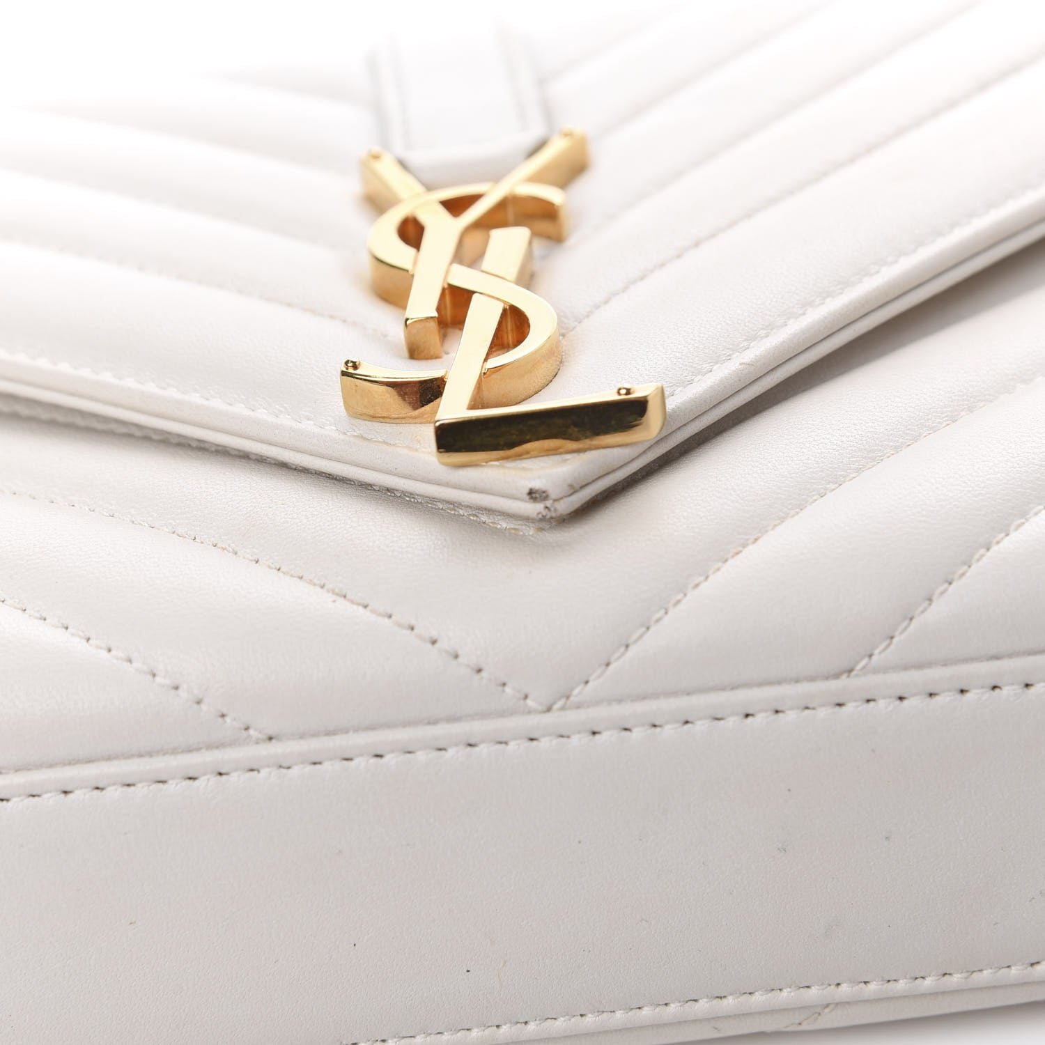 Saint Laurent Lambskin Matelasse Chevron Small Monogram Satchel Off White 20 of 21