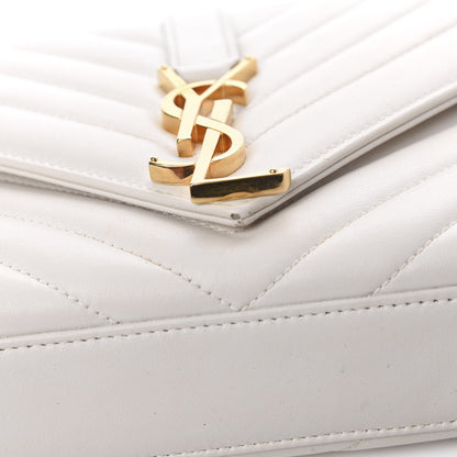 Saint Laurent Lambskin Matelasse Chevron Small Monogram Satchel Off White 20 of 21