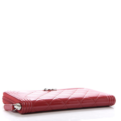 Chanel Patent Quilted Boy Zip Around Wallet Red 4 of 10