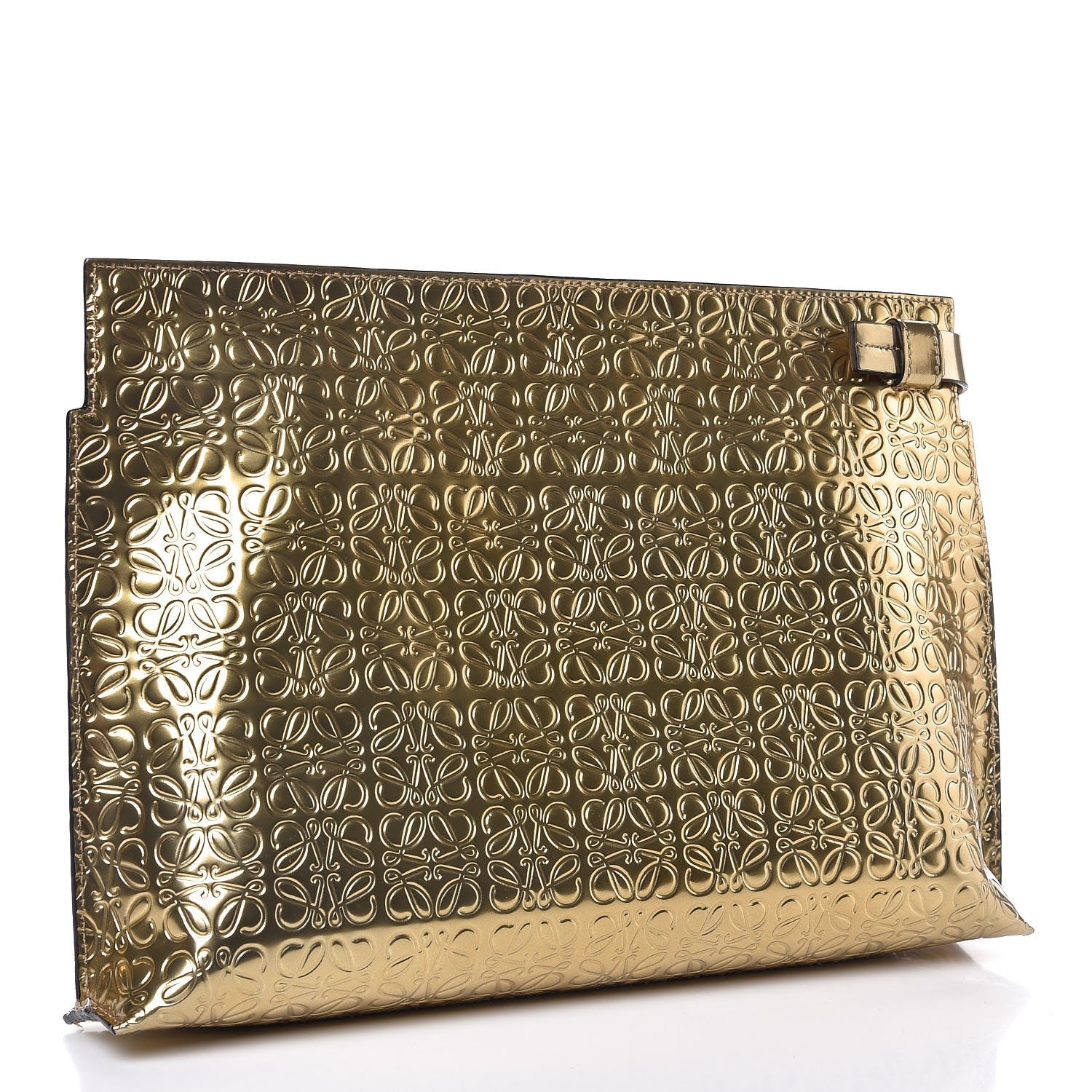 Loewe Metallic Calfskin Embossed Clutch Gold 3 of 7