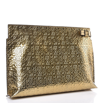 Loewe Metallic Calfskin Embossed Clutch Gold 3 of 7