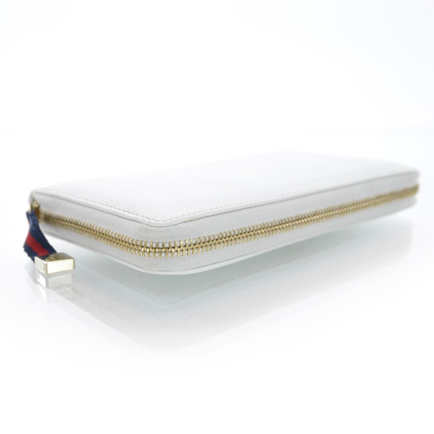 Leather Zip Around Wallet White