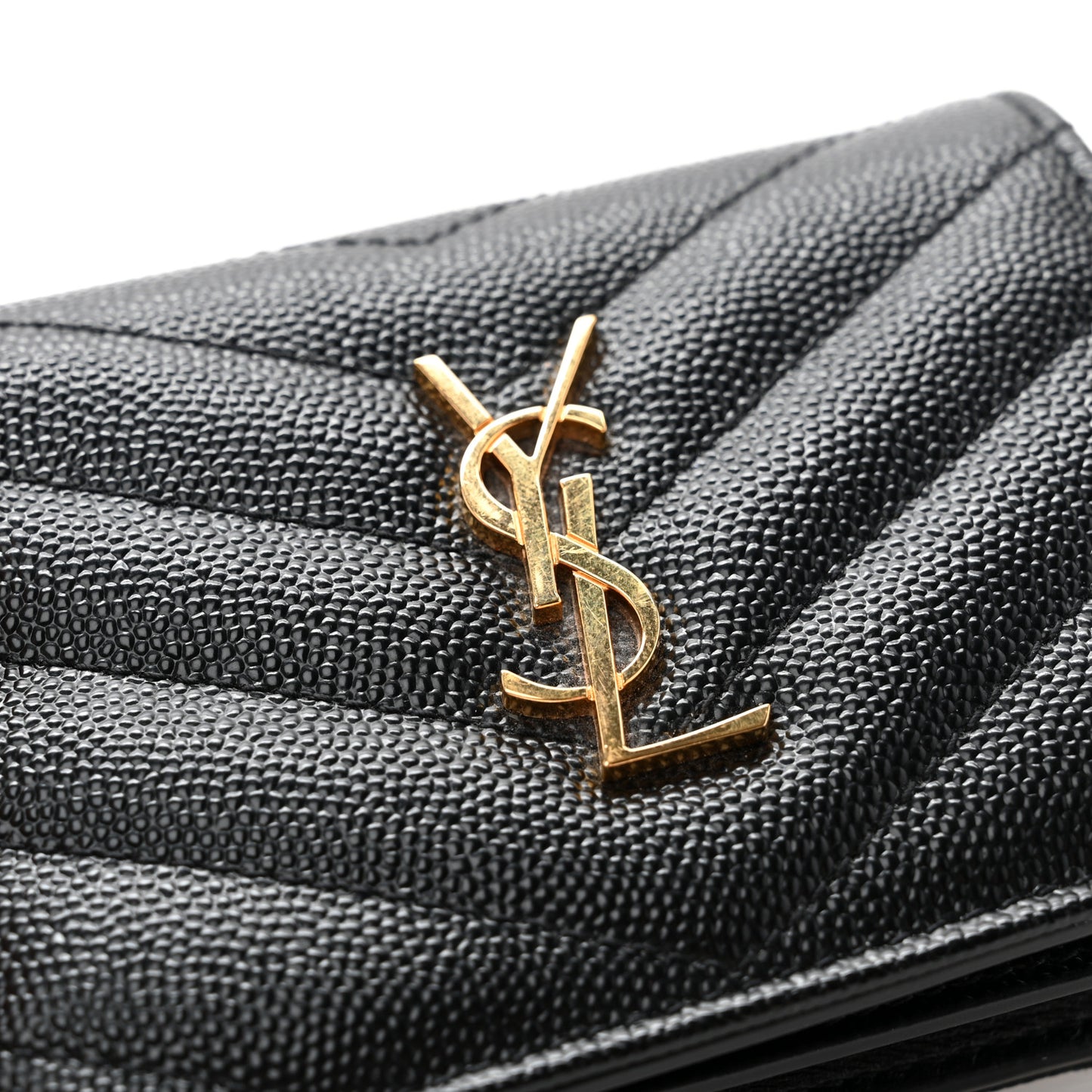 Grain De Poudre Matelasse Chevron Monogram Card Case Black