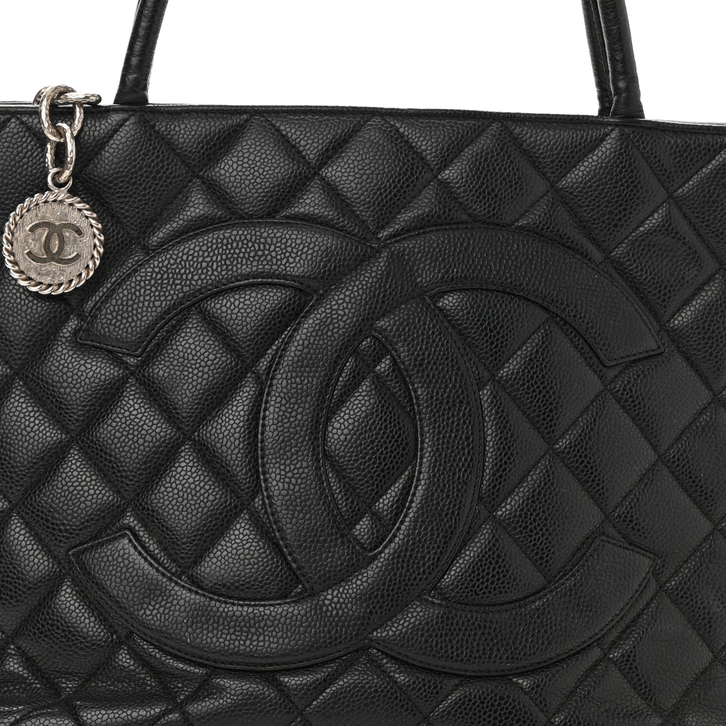 Caviar Quilted Medallion Tote Black