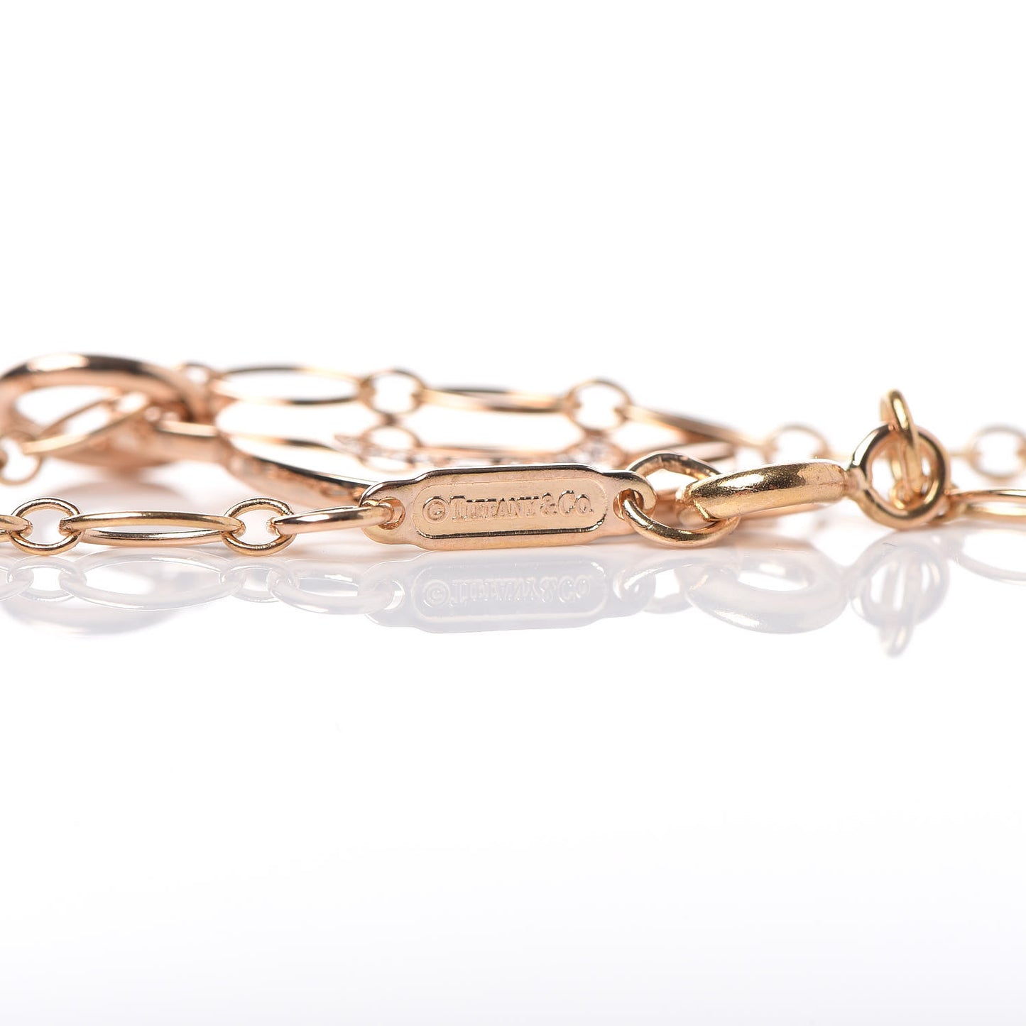 18K Rose Gold Diamond Moon Tag Charm Pendant Necklace