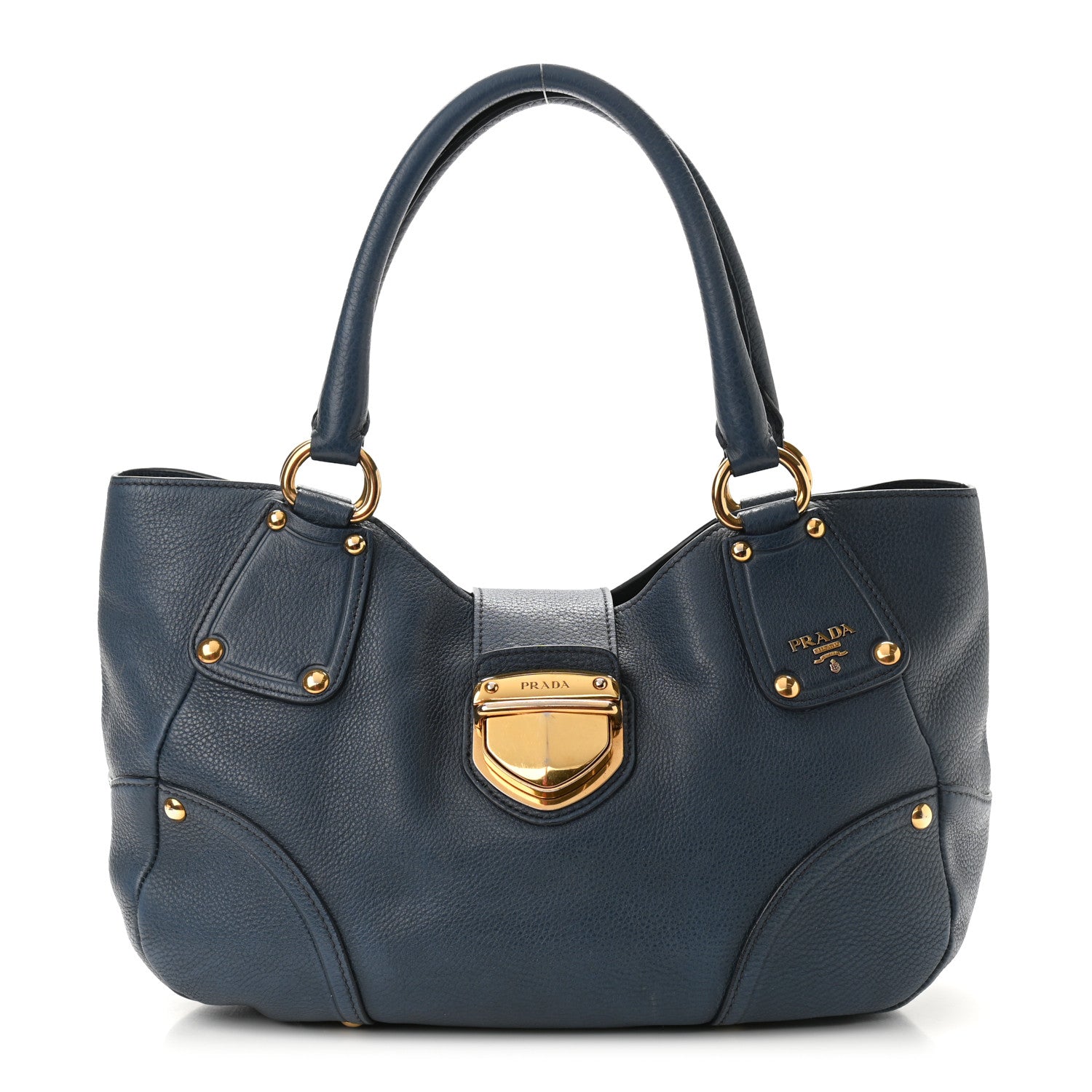 Prada Vitello Daino Pushlock Tote Bleuette 1 of 11