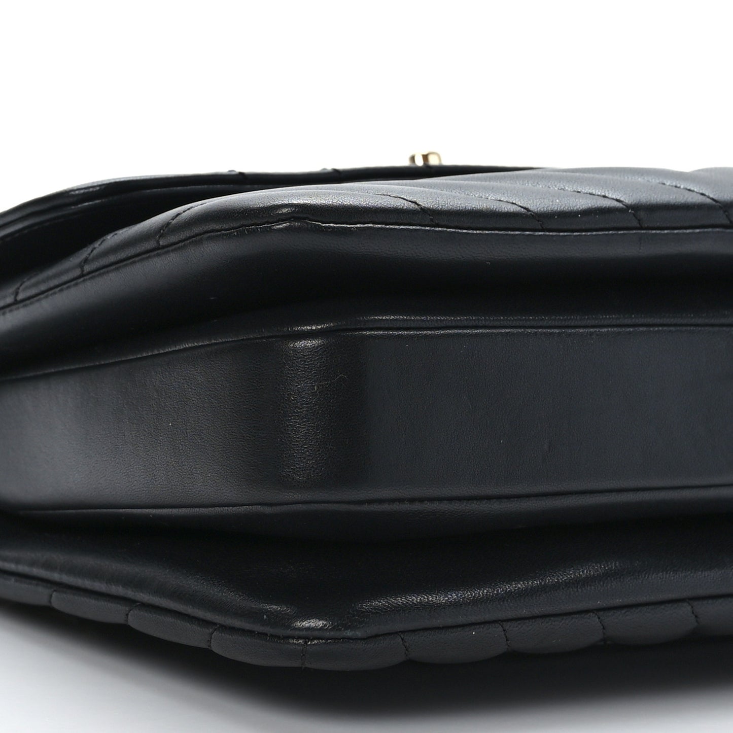Lambskin Chevron Quilted Small Trendy CC Dual Handle Flap Bag Black