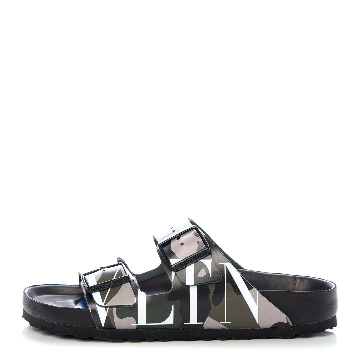 X BIRKENSTOCK Calfskin VLTN Arizona Slide Sandals 38 Army Green Poudre