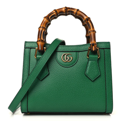 Gucci Textured Dollar Calfskin Web Mini Diana Tote Bag Green Blue 1 of 9
