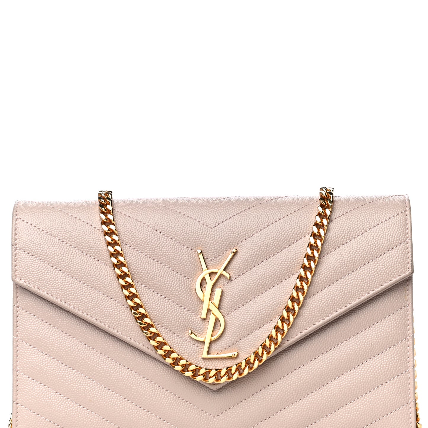 Grain De Poudre Matelasse Chevron Monogram Chain Wallet Rose Antic