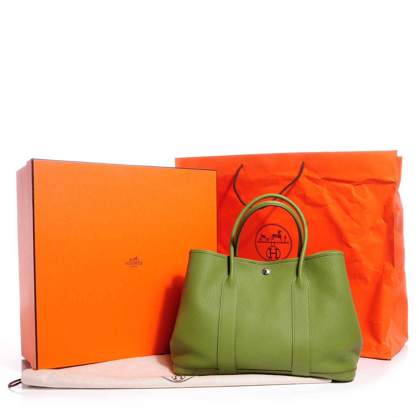 Veau Negonda Garden Party Tote MM 36 Vert Anis