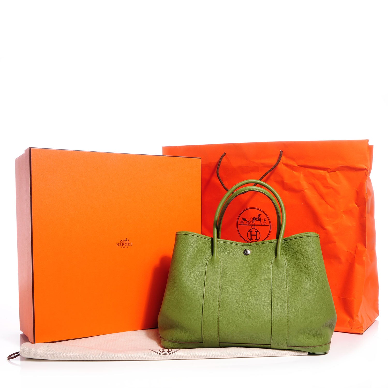 Hermes Veau Negonda Garden Party Tote MM 36 Vert Anis 5 of 8