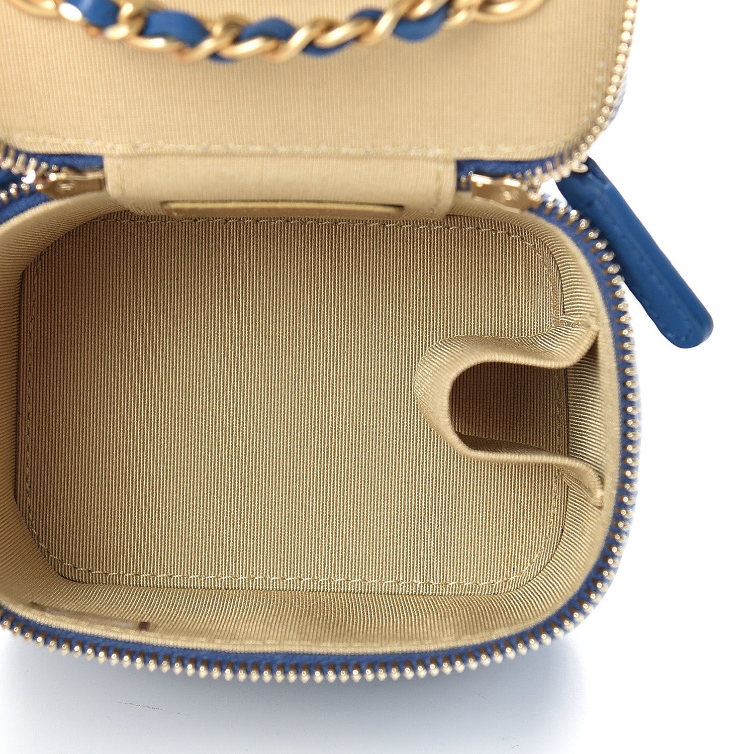 Chanel Lambskin Quilted Pearl Crush Mini Vanity Case With Chain Blue 4 of 10