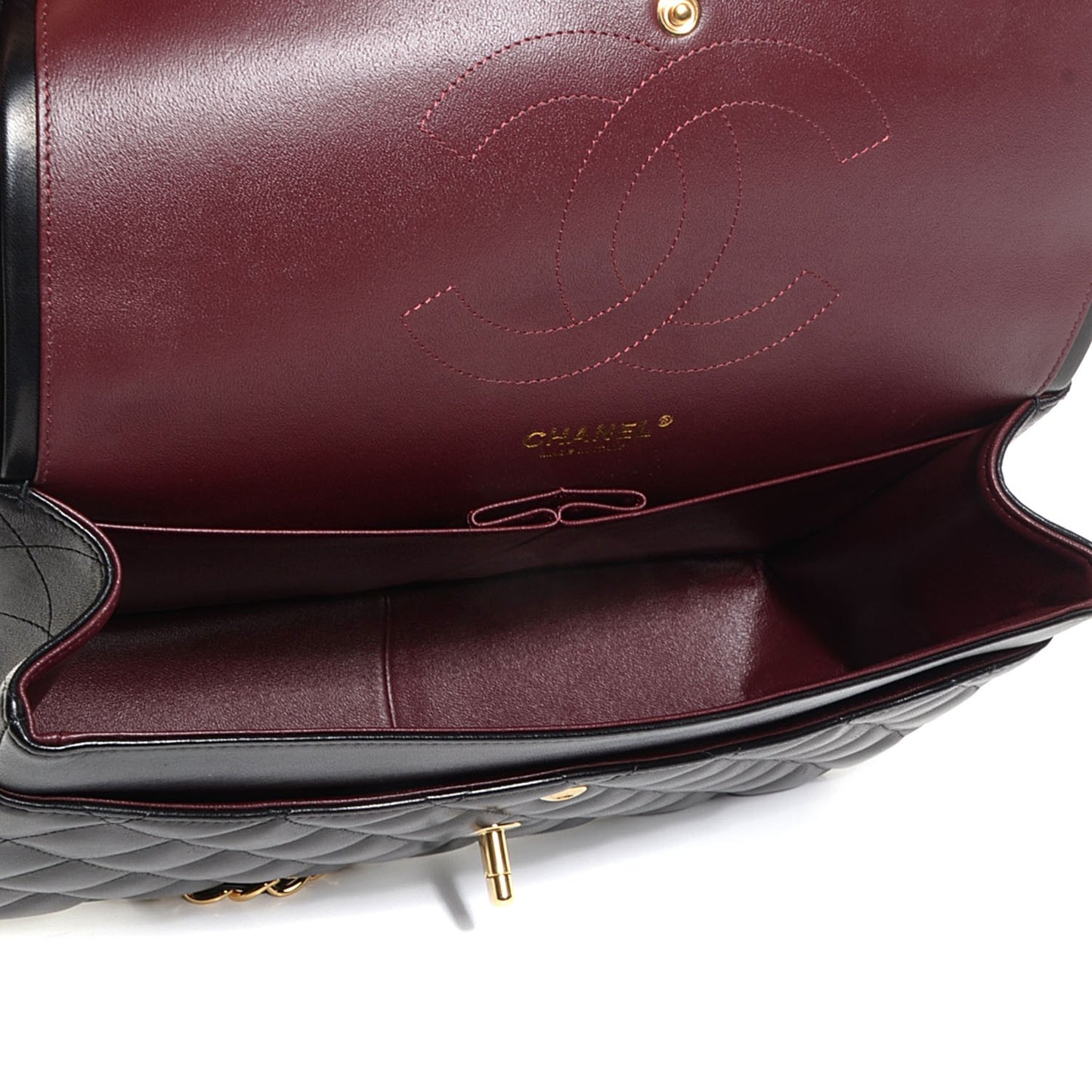 Lambskin Quilted Jumbo Double Flap Black