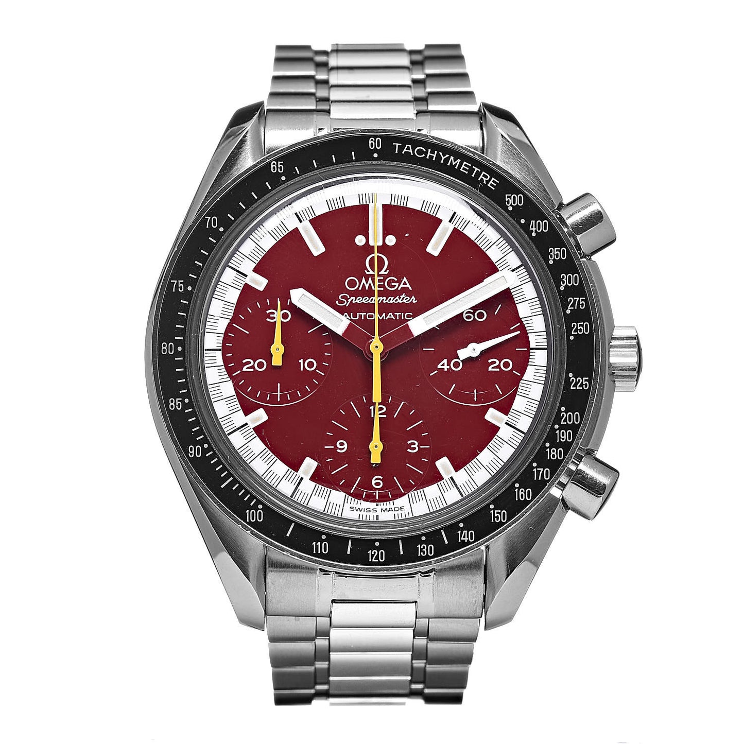 Stainless Steel 39mm Speedmaster Chronograph Automatic Watch Red 3510.61.00