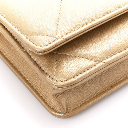 Chanel Metallic Goatskin Quilted Chanel 19 Wallet On Chain WOC Gold 10 of 12