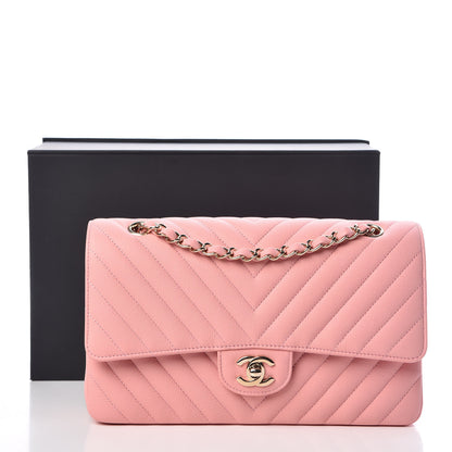 Chanel Caviar Chevron Quilted Medium Double Flap Pink 9 of 9