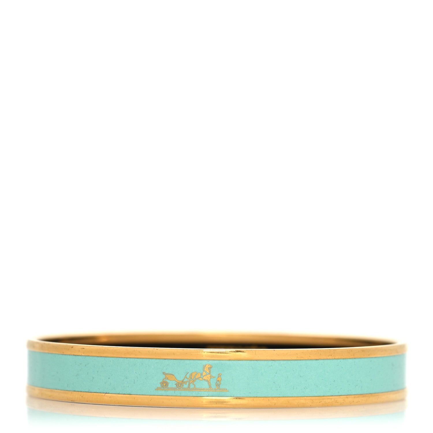 Hermes Enamel Printed Narrow Caleche Bracelet 70 Lagon 1 of 5