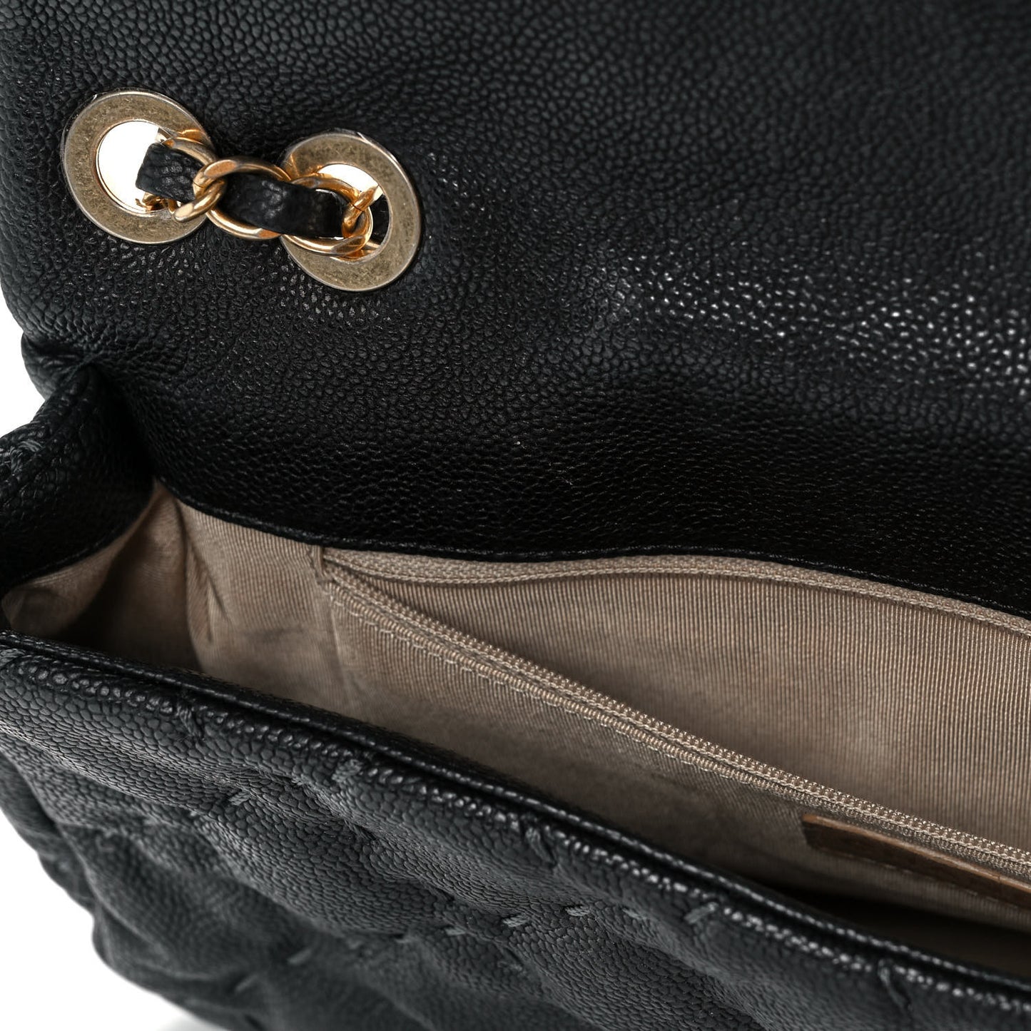 Caviar Stitched Flap Black