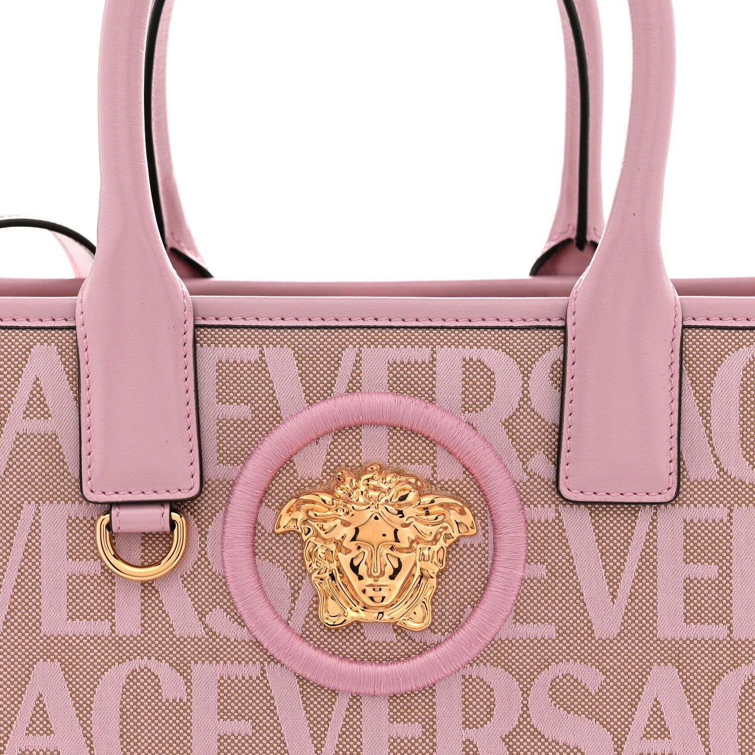 Versace Canvas Calfskin Allover La Medusa Small Tote Pink 7 of 9