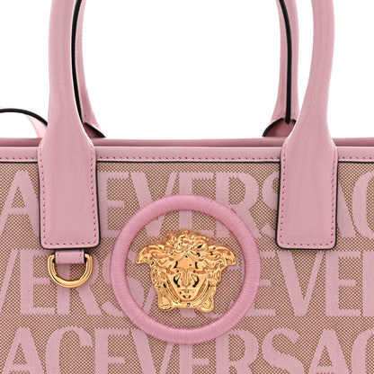 Versace Canvas Calfskin Allover La Medusa Small Tote Pink 7 of 9